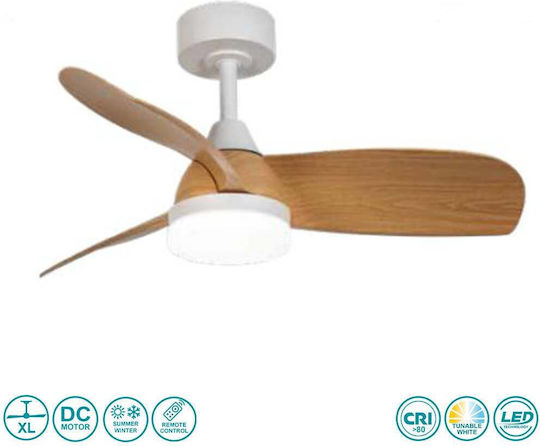 Lineme Oda Deckenventilator 91.5cm mit Leuchte Braun / Weiß