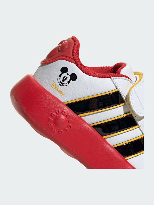 Grand Court Mickey Kids Sneakers with Scratch White