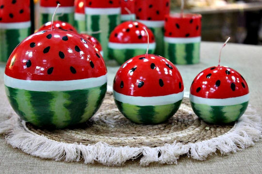 Handgemachte Kerze Kugel Wassermelone P29 cm