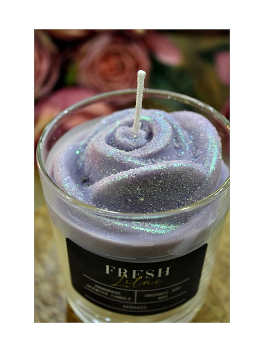 Aromatic Soy Candle Rose Lilac Glass Big Φ8.5 X 8.9 Cm