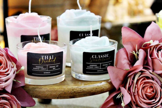 Αρωματικό Κερί Σόγιας Τριαντάφυλλο White Musk Ποτήρι Small Φ8,2 X 5,8 Cm