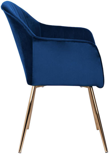 Sawyer Dining Room Velvet Armchair Blue / Gold 55x60x83cm 2pcs