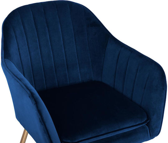 Sawyer Dining Room Velvet Armchair Blue / Gold 55x60x83cm 2pcs
