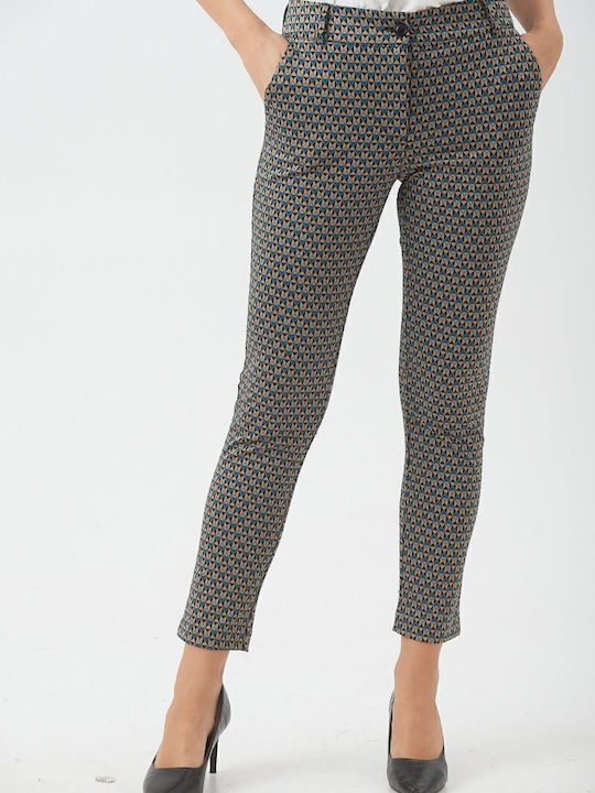 Damen Stoff Hose Printed Black