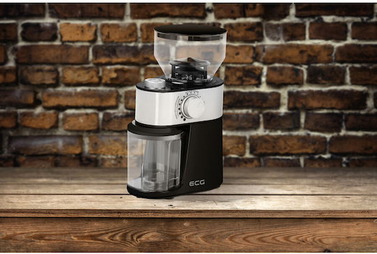 ECG KM 1412 Electric Coffee Grinder 200W for 240gr Beans and 18 Grind Levels Black