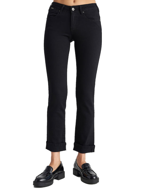 Monica Damenjeans Mittelhohe Taille in Gerader Linie Schwarz