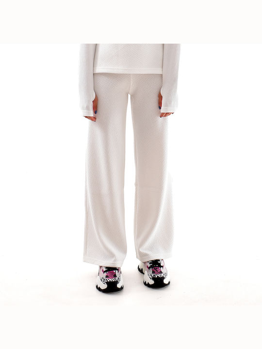 Zeron Dama Tesatura Pantaloni Alb