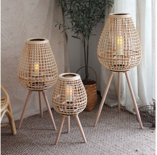 Lalos Laterne Bamboo Bodenmontage Braun 28x28x52cm 1Stück