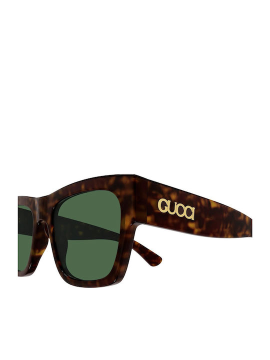 Gucci Unisex Sunglasses with Brown Tartaruga Plastic Frame and Orange Lens