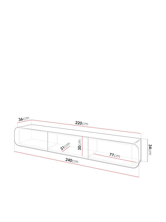 Έπιπλο Τηλεόρασης Rene 3d Μπεζ Μ240xΠ36xΥ34cm