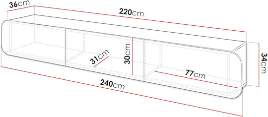 Шкаф за телевизор Дървен Rene 3d Бежов Д240xШ36xВ34см
