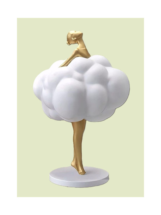 Decorative Figure Resin Ballerina Cloud White Gold 22x30x33cm