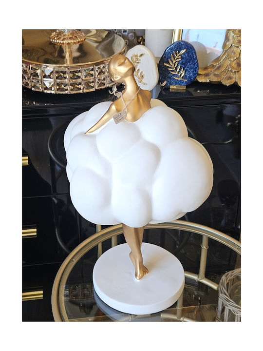 Decorative Figure Resin Ballerina Cloud White Gold 22x30x33cm