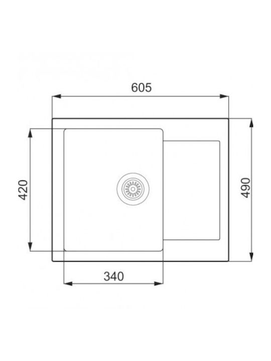 Unixton Drop-In Spüle aus Verbundgranulat B61xT50cm Schwarz