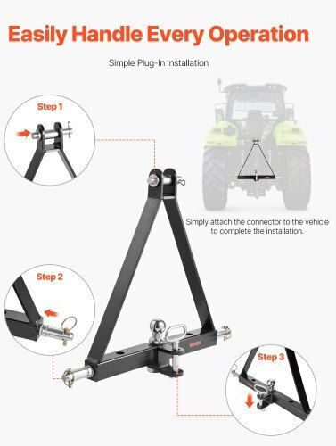 Vevor 3 Point 2" Trailer Hitch Receiver Quick Hitch Adapter 6000lbs Capacity