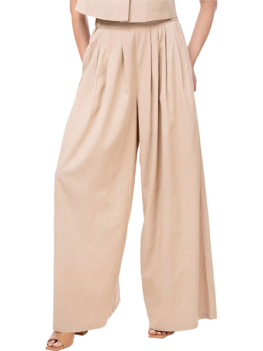 MY T Γυναικείο Υφασμάτινο Παντελόνι Beige