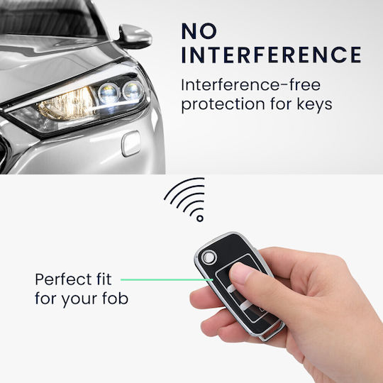 Car Key Case Audi 3 Buttons Kwmobile Black Silver Silicone 57050.04