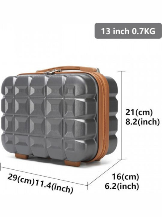Miss Lulu Lightweight Hard Shell Abs Vanity Case Gray 24.5 Cm 30.5 Cm 15 Cm