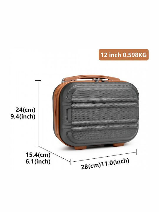 Miss Lulu Lightweight Hard Shell Abs Vanity Case Gray Brown 24.5 Cm 30.5 Cm 15 Cm