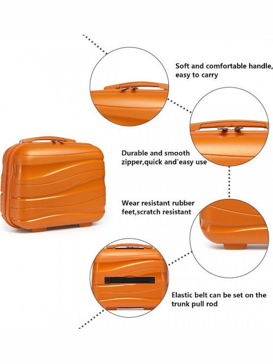 Miss Lulu Lightweight Polypropylene Hard Shell Vanity Case Orange 24.5 Cm 30.5 Cm 15 Cm