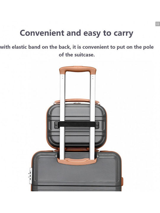 Miss Lulu Lightweight Hard Shell Abs Vanity Case Gray Brown 24.5 Cm 30.5 Cm 15 Cm