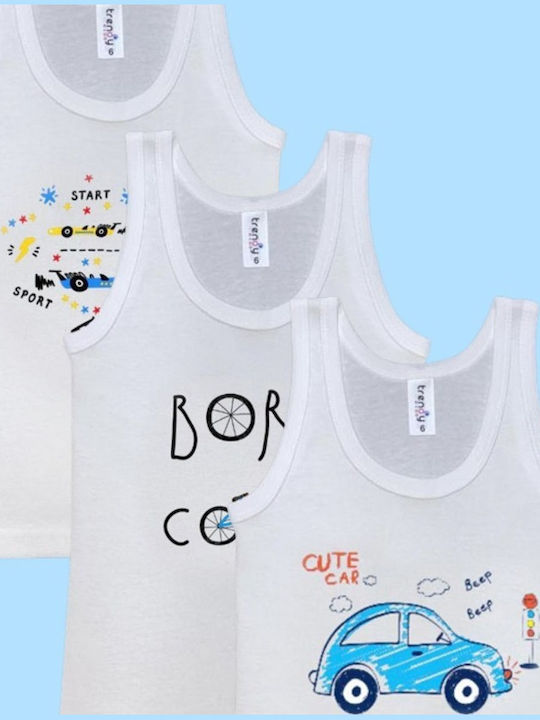 Παιδικά Φανελάκια Trendy Triple Αγόρι Βαμβακερά 3 Τεμάχια Άσπρο