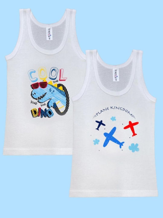 Παιδικά Φανελάκια Trendy Double Αγόρι Βαμβακερά 2 Τεμάχια Άσπρο