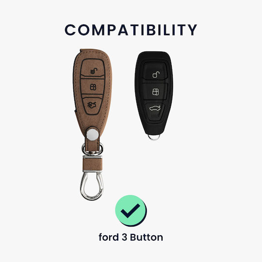 Kwmobile Autoschlüssel Schutzhülle Ford 3 Tasten Braune Schwarze Eco Leder 54933.02