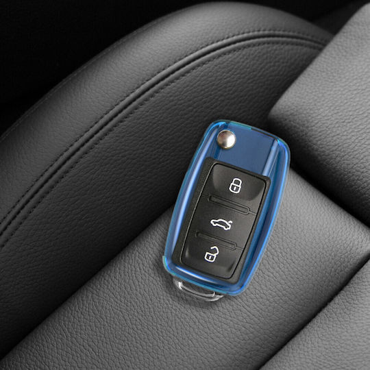 Car Key Cover Case VW Skoda Seat Silicone Blue