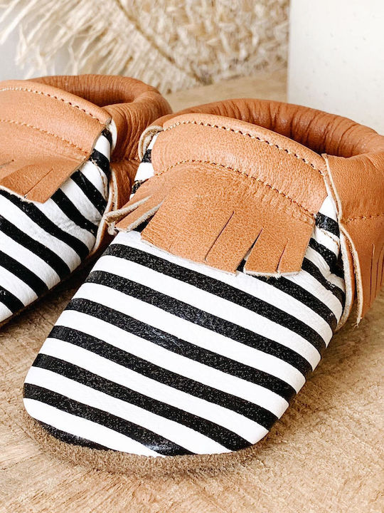 Baby Dutch Βρεφικά Παπούτσια Αγκαλιάς Nature Stripped Unisex 22 X 16 X 7 Cm
