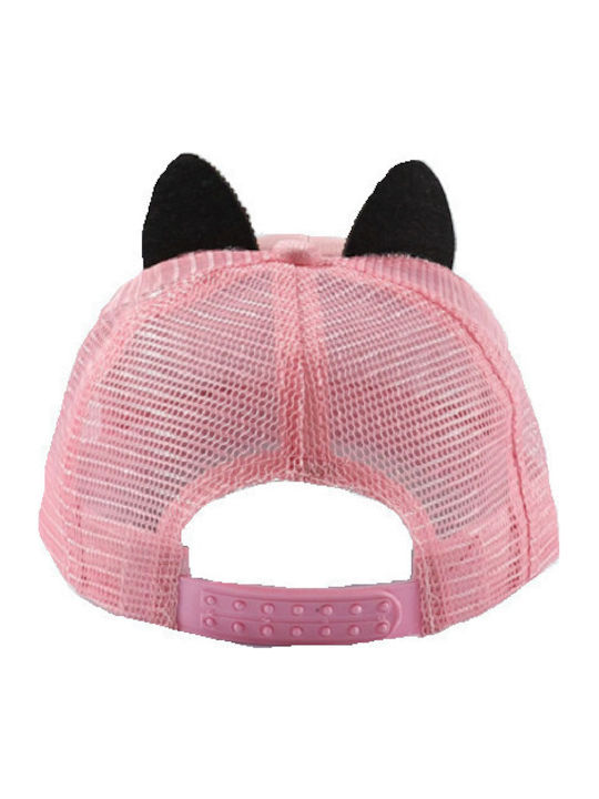 Cat Pink Jockey Hat with Black Striped Embroidered Cat Pearl 52cm for 6-12 Years Adjustable Size Tatu Moyo