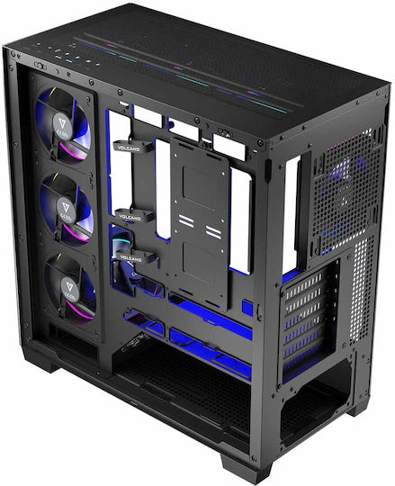 Modecom Volcano Stellar ARGB 8F Геймърско бюро Midi Tower Компютърна кутия със страничен прозорец Черен