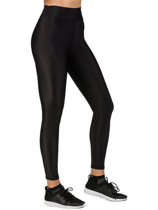 Glow Active 17-21007 Running Γυναικείο Cropped Κολάν Γυαλιστερό & Ψηλόμεσο Μαύρο
