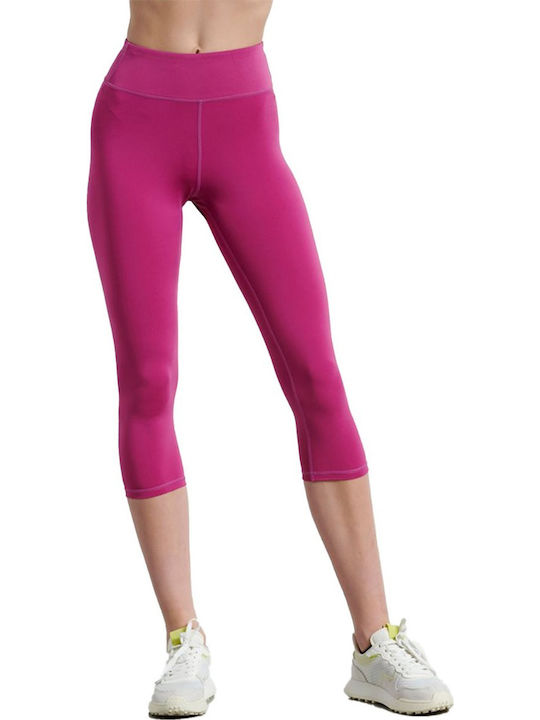 Women's Capri Legging High Waisted Fuchsia