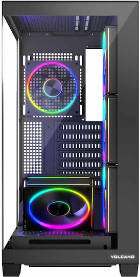 Modecom Volcano Stellar ARGB 5F Gaming Midi Tower Κουτί Υπολογιστή με Πλαϊνό Παράθυρο Μαύρο