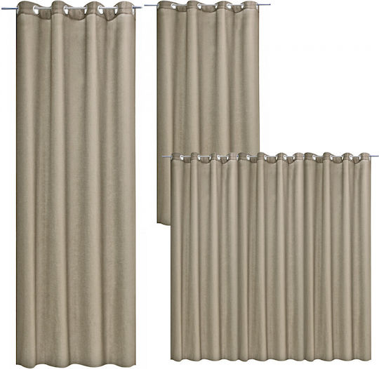 Jemidi24 Κουρτίνα Συσκότισης με Τρουκς Καφέ 140x245εκ.