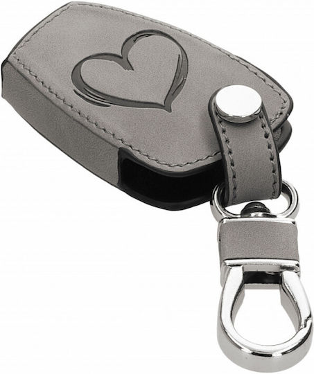 Car Key Case Mercedes Benz 2-3 Buttons Kwmobile Nubuck Leather Grey 54576.01