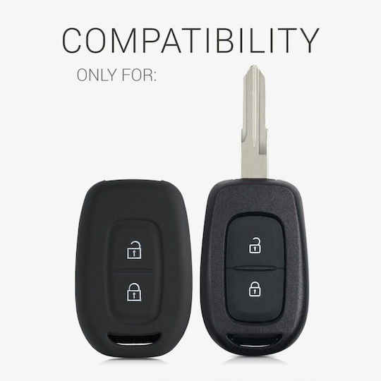 Husă Cheie Auto Dacia Renault 2 Butoane Keyless Go Kwmobile Silicon Negru Albastru 54813.02