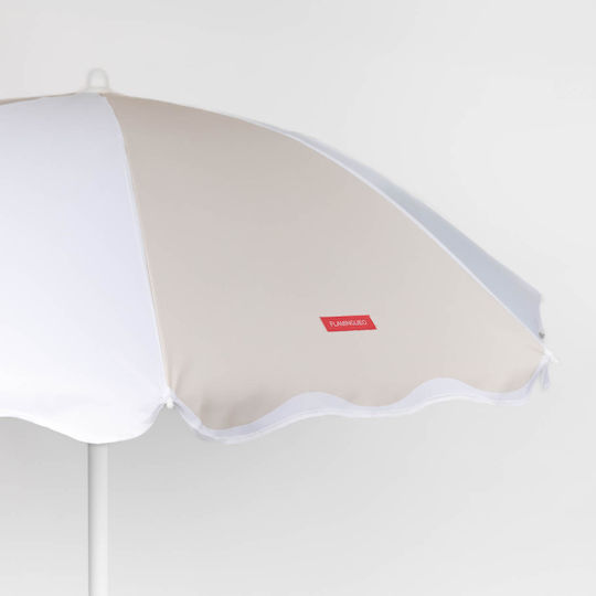 Flamingueo Umbrelă Pliabilă Plajă din Aluminiu cu Diametrul de 1.6m cu Protecție UV Bej