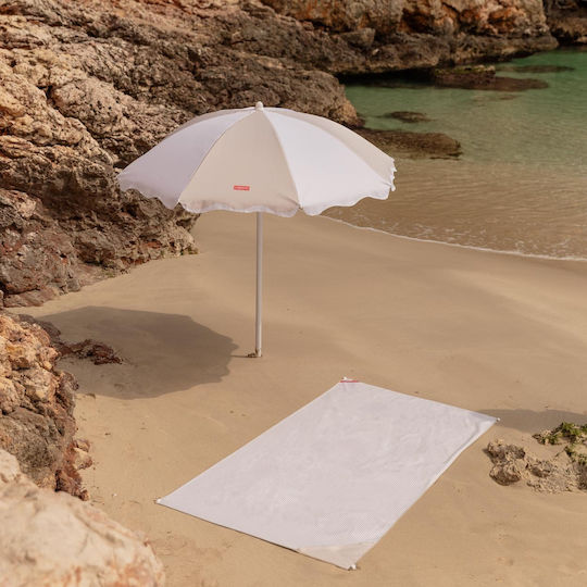 Flamingueo Umbrelă Pliabilă Plajă din Aluminiu cu Diametrul de 1.6m cu Protecție UV Bej