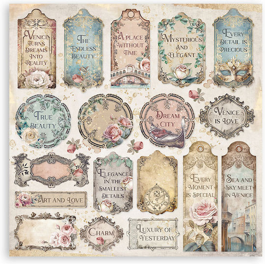 Scrapbooking-Zubehör Χαρτιά 10 Stück 20,3×20,3cm Stamperia Venice City Art