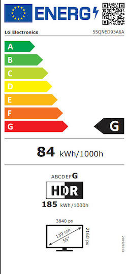 LG Smart Television 55" 4K UHD Mini LED 55QNED93A6A HDR (2025)