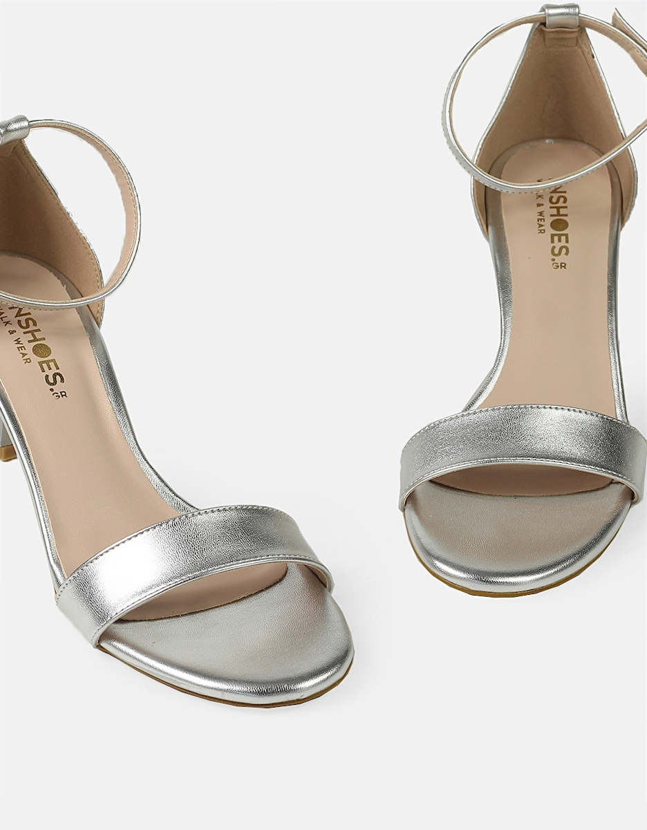 Nine West Women's Mana Silver Synthetic Sandal - Stiletto Heel, Ankle Strap, Lightly Cushioned Footbed - View #2