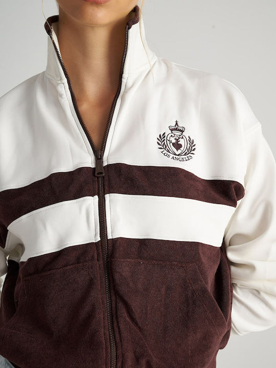 Long Women's Sweatshirt Jacket Brown