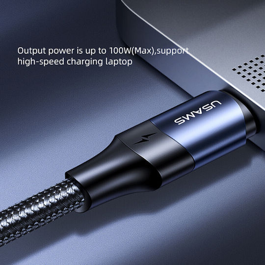 Usams US-SJ526 Braided USB 2.0 Cable USB-C male - USB-C 100W Black 3m (SJ526USB01)