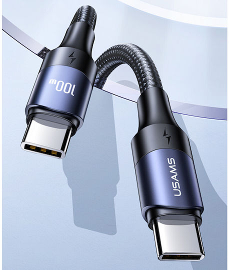 Usams US-SJ526 Braided USB 2.0 Cable USB-C male - USB-C 100W Black 3m (SJ526USB01)