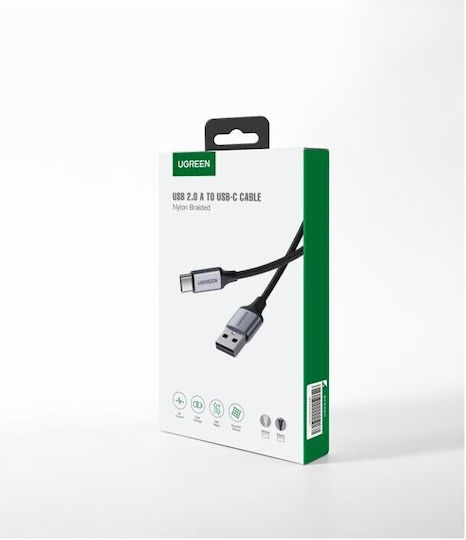 Ugreen US288 Braided USB 2.0 Cable USB-C male - USB-A Λευκό 2m 60133
