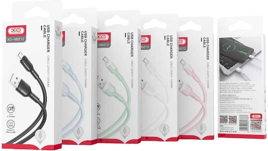 XO NB212 USB 2.0 Cable USB-C male - USB-A Ροζ 1m 16.005.0209