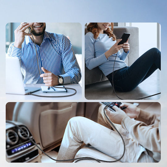 Joyroom Light-speed ​​series SA25-CC5 Braided USB 2.0 Cable USB-C male - USB-C 100W PD Μαύρο 1.2m