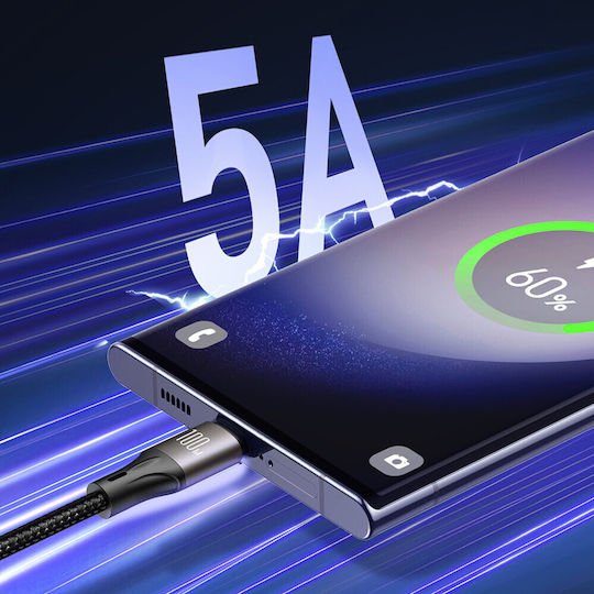 Joyroom Light-speed ​​series SA25-CC5 Braided USB 2.0 Cable USB-C male - USB-C 100W PD Μαύρο 1.2m